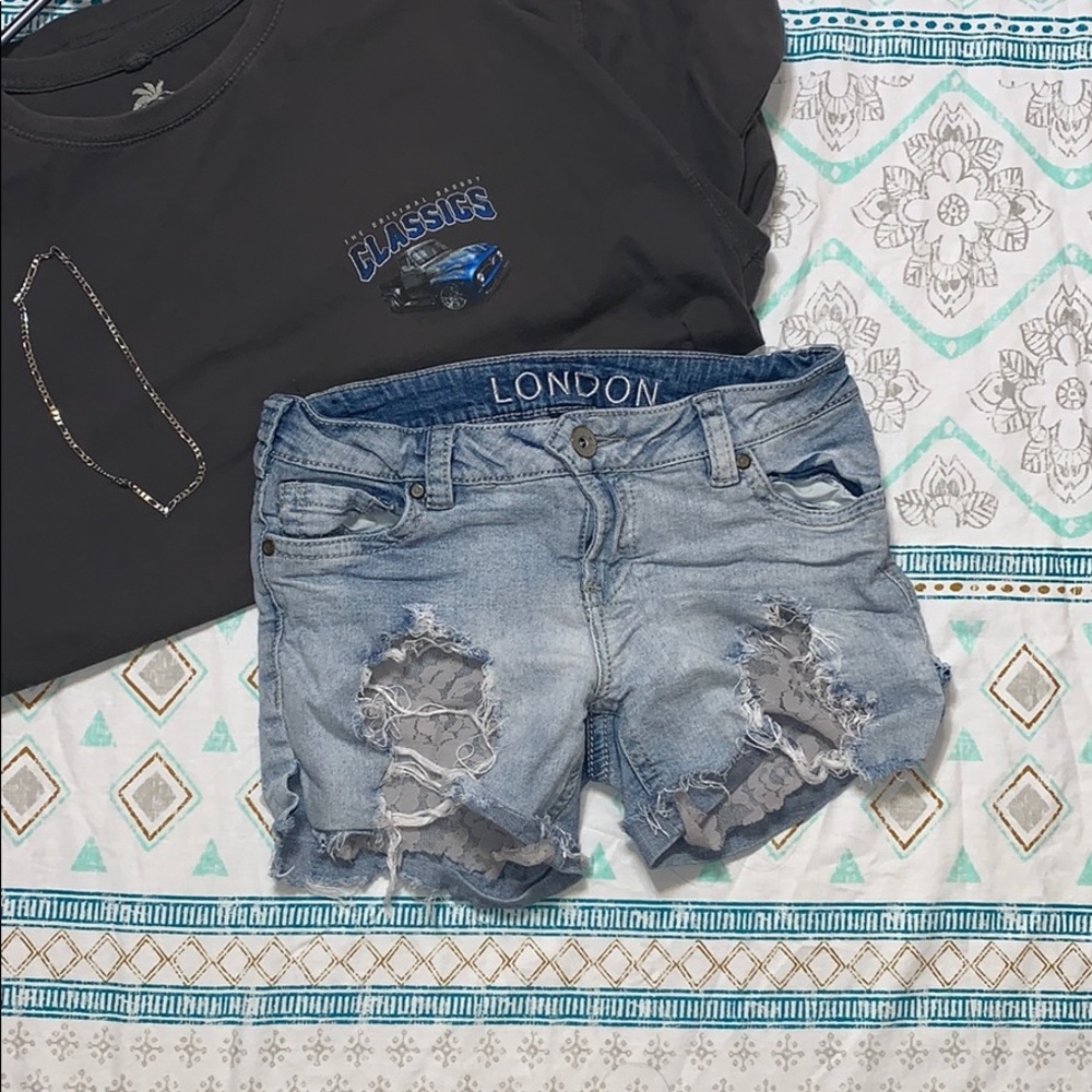 london distressed denim shorts